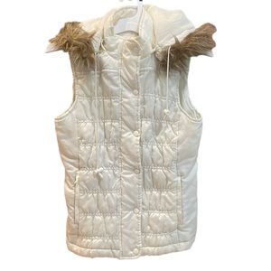 SO Puff Faux Fur Hooded Vest for Juniors Size M